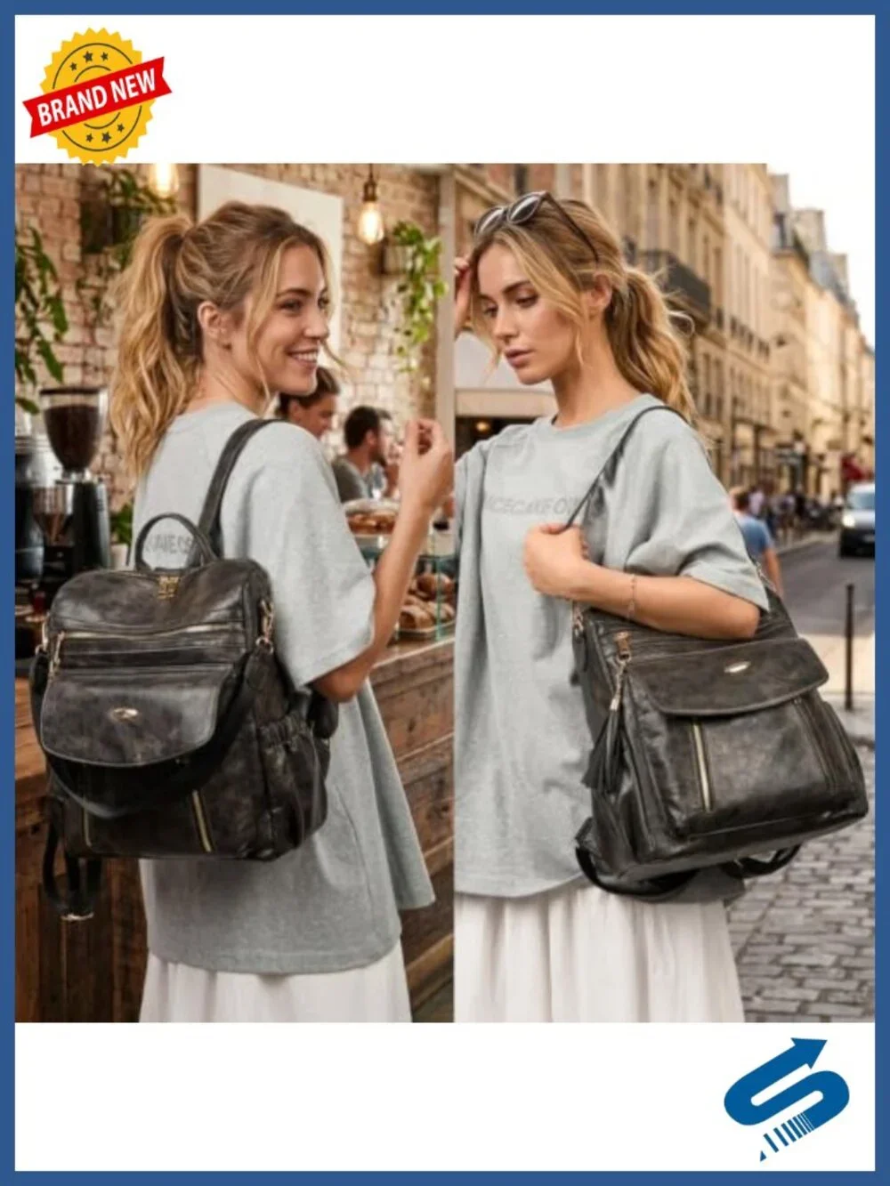 Vegan Leather Anti-Theft Convertible Backpack Purse for Women, Work Travel